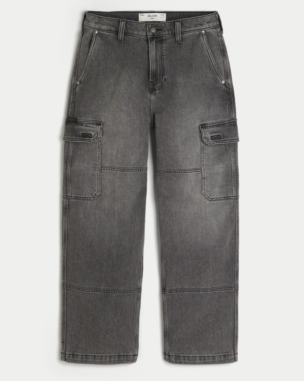 Washed Grey Baggy Cargo Jeans, Washed Gray view 1
