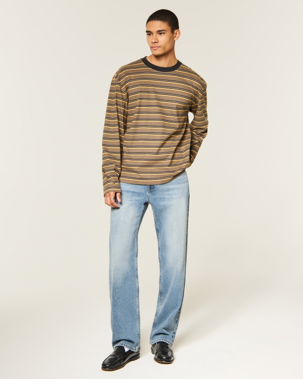 Medium Wash Relaxed Straight Jeans, Medium view 1