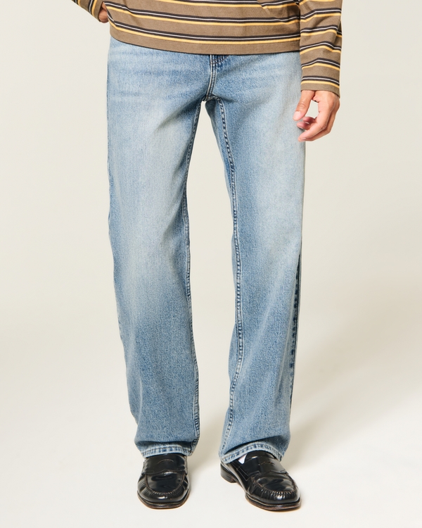 Medium Wash Relaxed Straight Jeans, Medium view 2