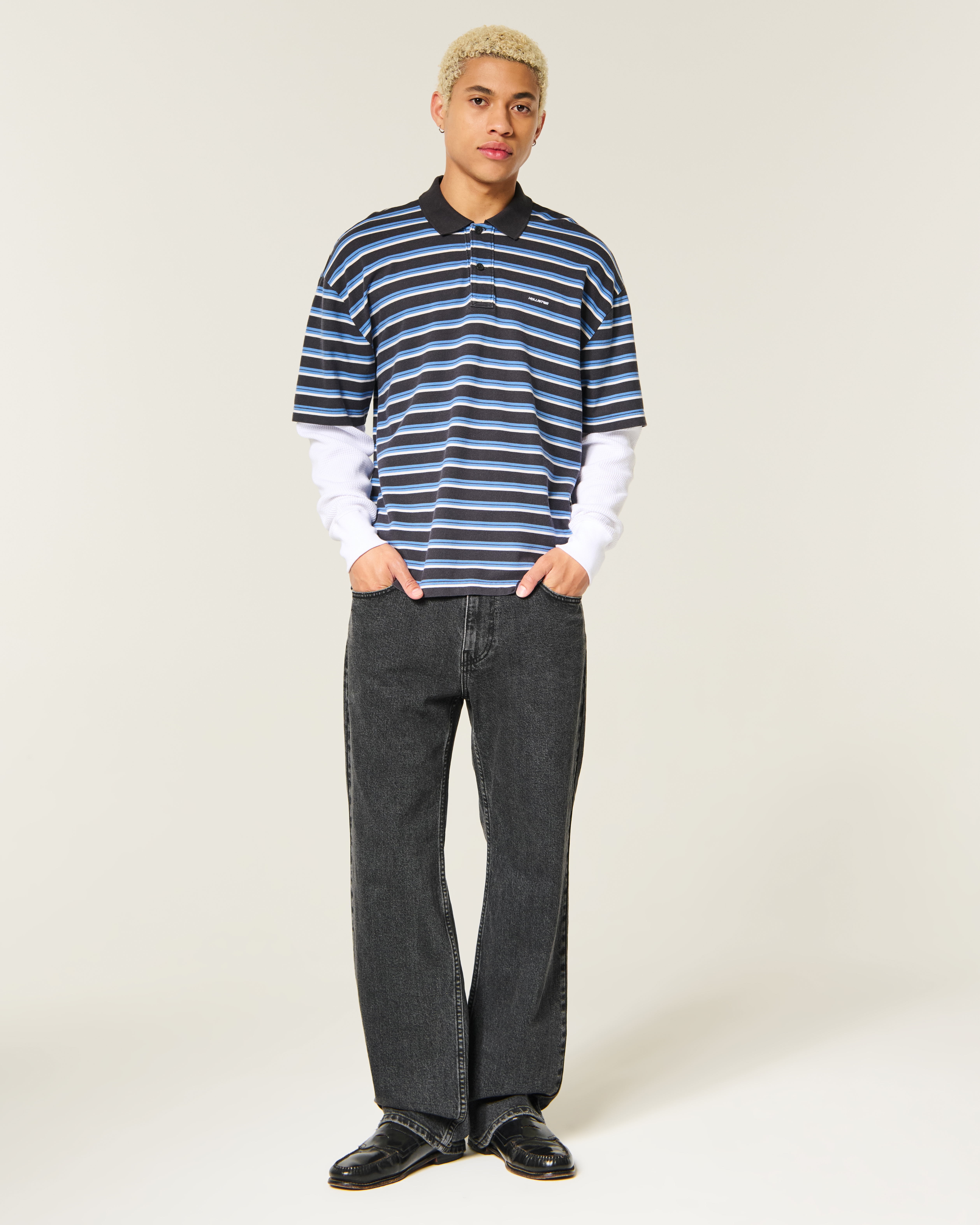 Washed Black Relaxed Straight Jeans