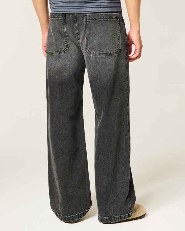 Men's Washed Black Super Baggy Jeans | Men's Bottoms | HollisterCo.com