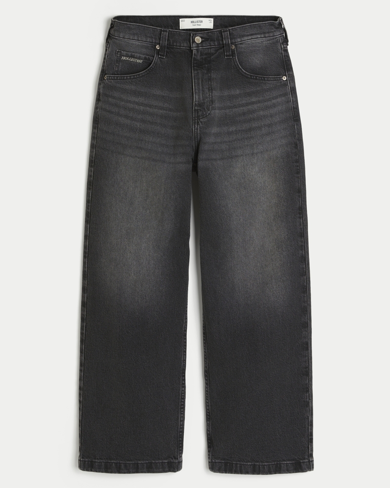 Men's Washed Black Super Baggy Jeans | Men's Bottoms | HollisterCo.com
