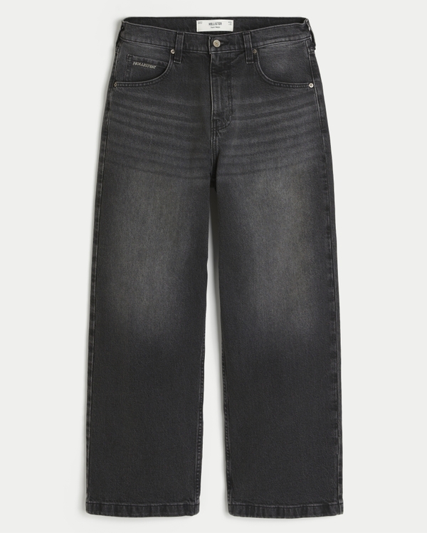 Men's Washed Black Super Baggy Jeans | Men's Bottoms | HollisterCo.com