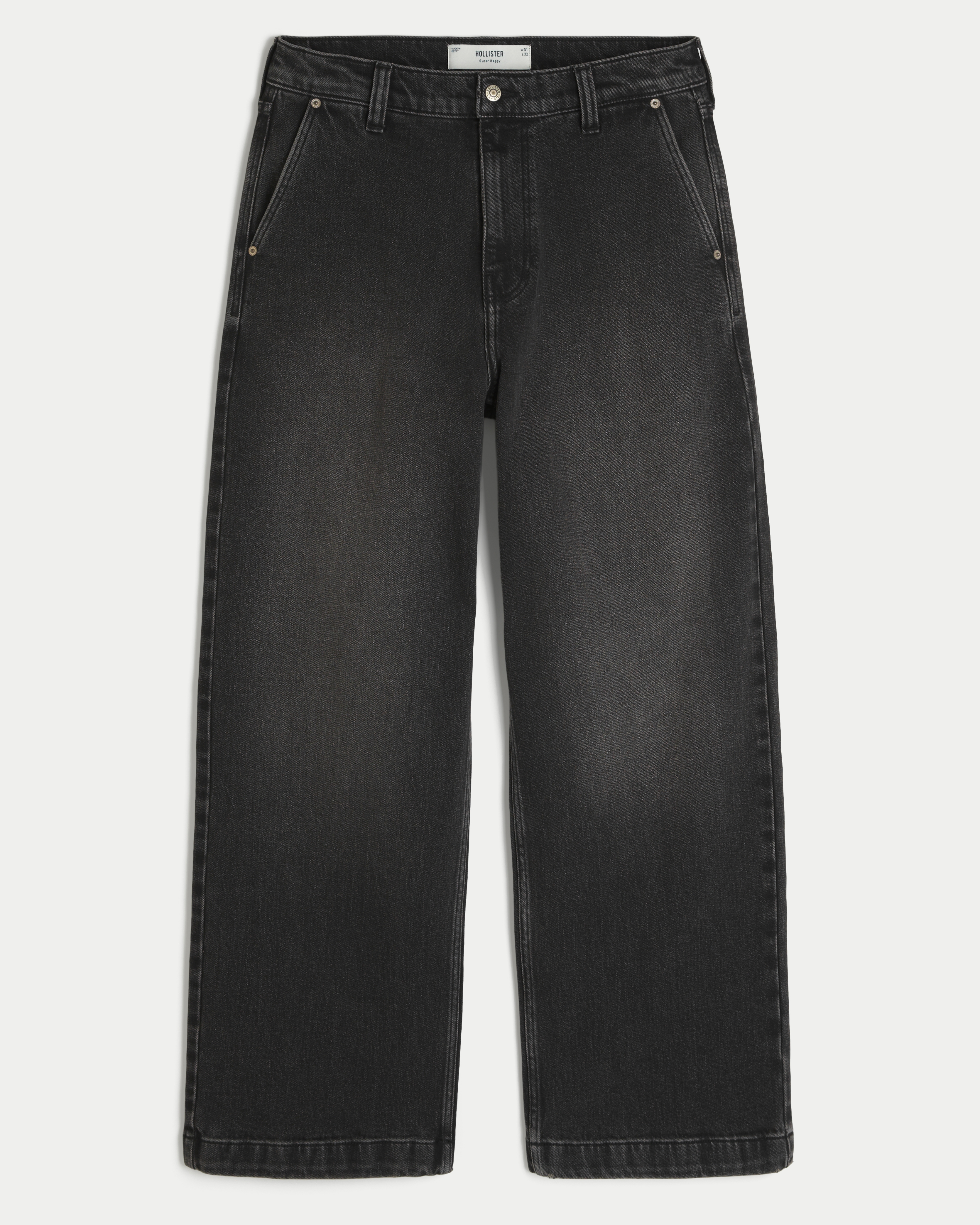 Washed Black Shooting Star Embroidery Super Baggy Jeans