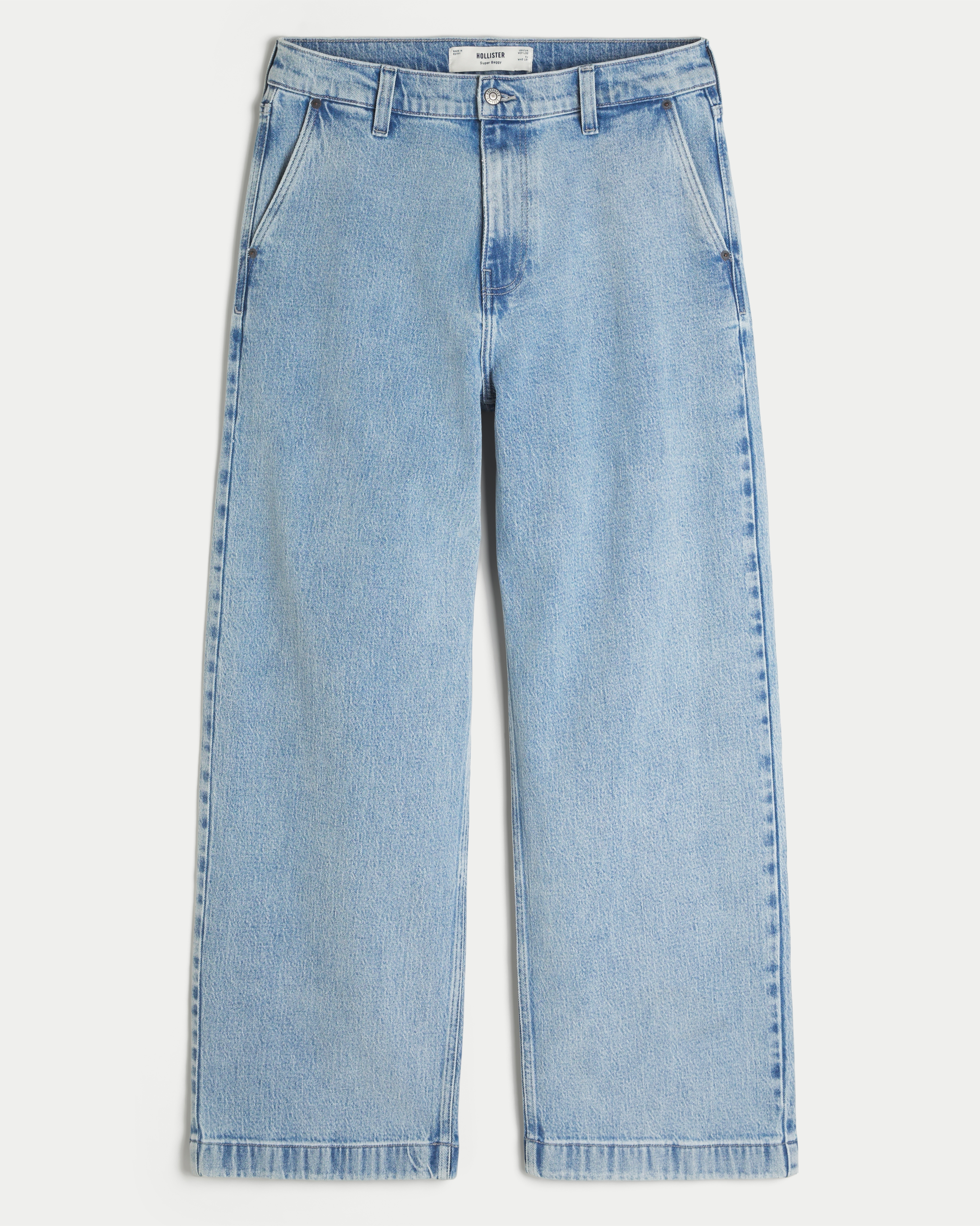 Light Wash Shooting Star Embroidery Super Baggy Jeans