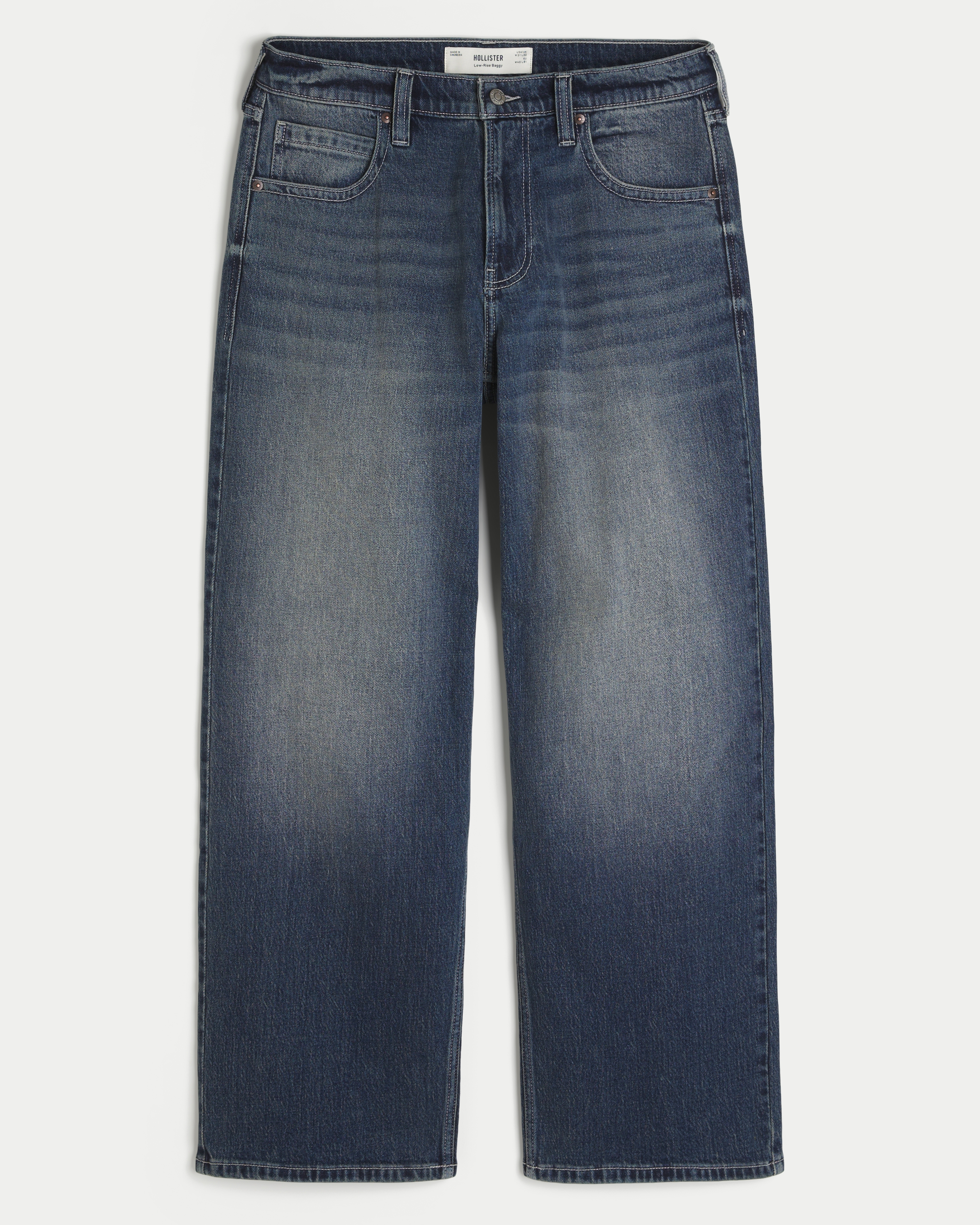 Dark Wash Back Graphic Low-Rise Baggy Jeans