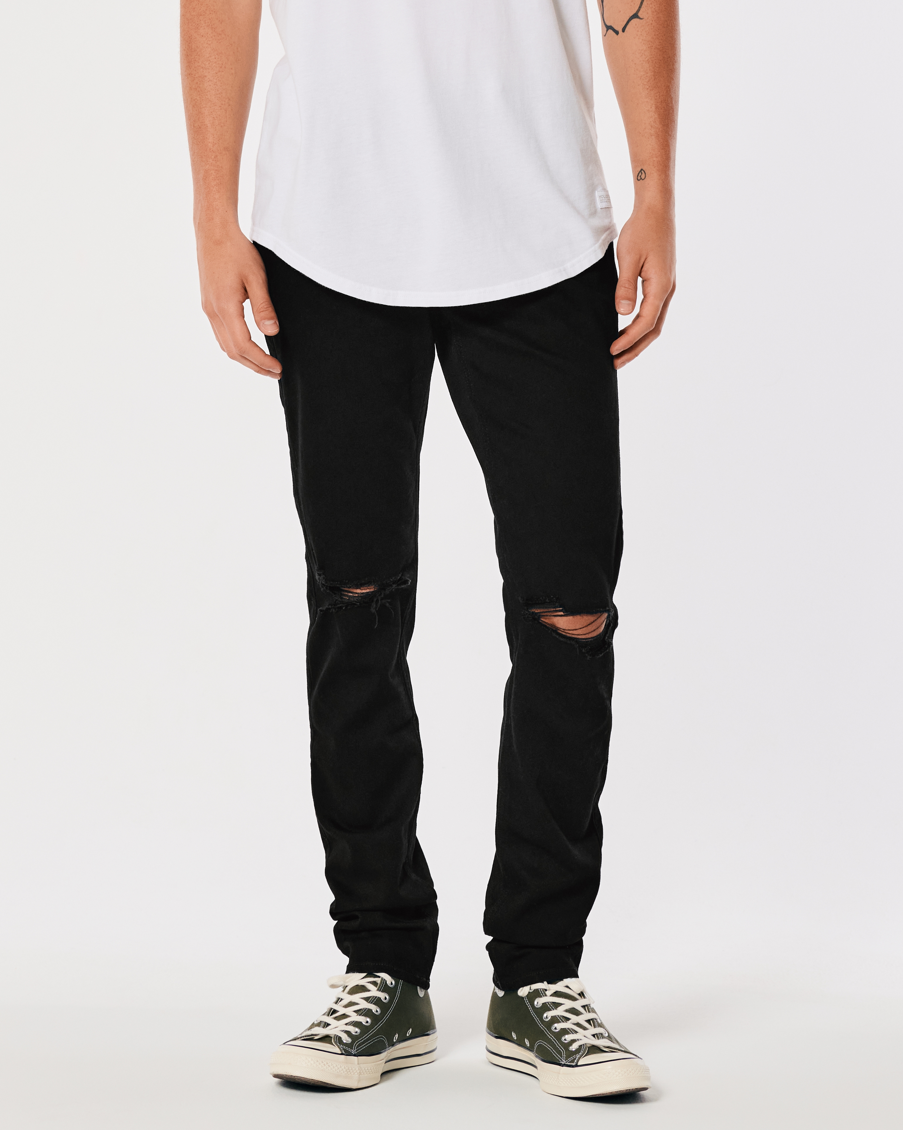 Hollister black 2025 ripped jeans mens