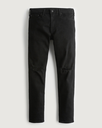 Black ripped skinny jeans hollister hot sale