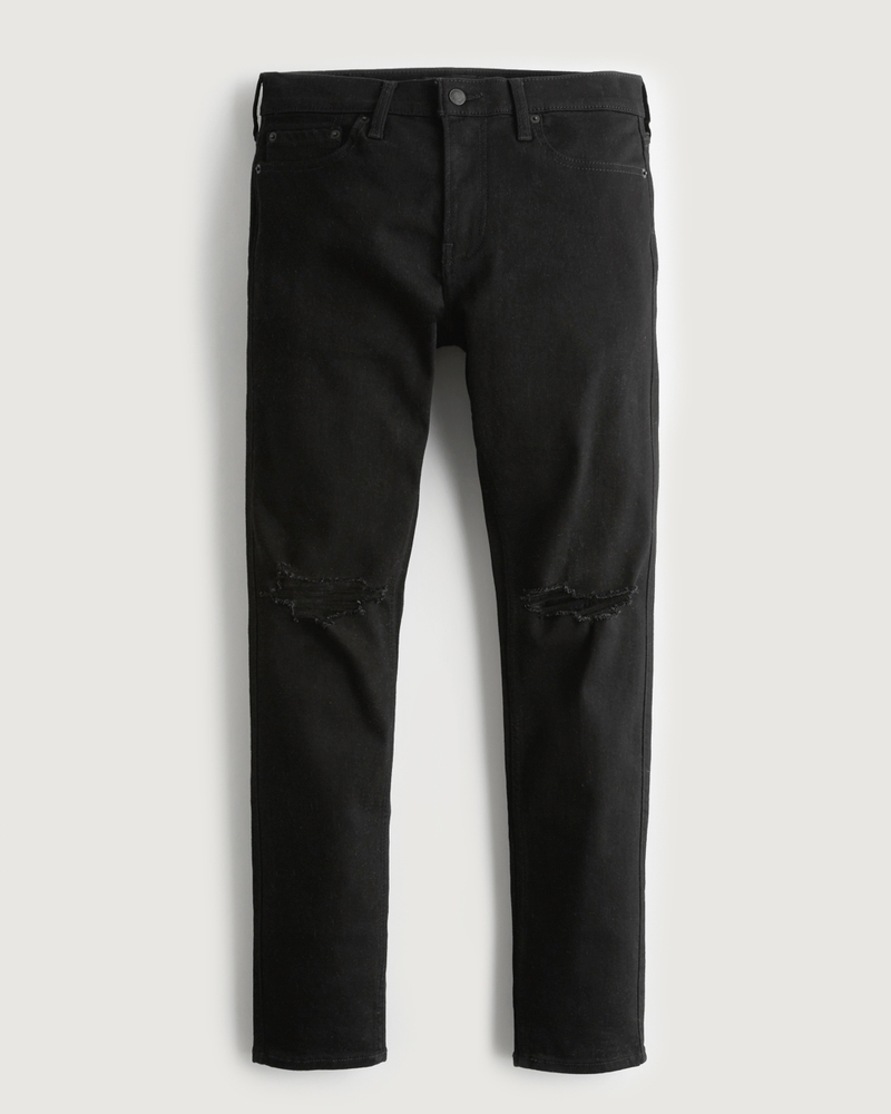 Men's Ripped Black Skinny Jeans | Men's Bottoms | HollisterCo.com