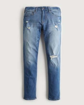 Men's Ripped Light Wash Skinny Jeans