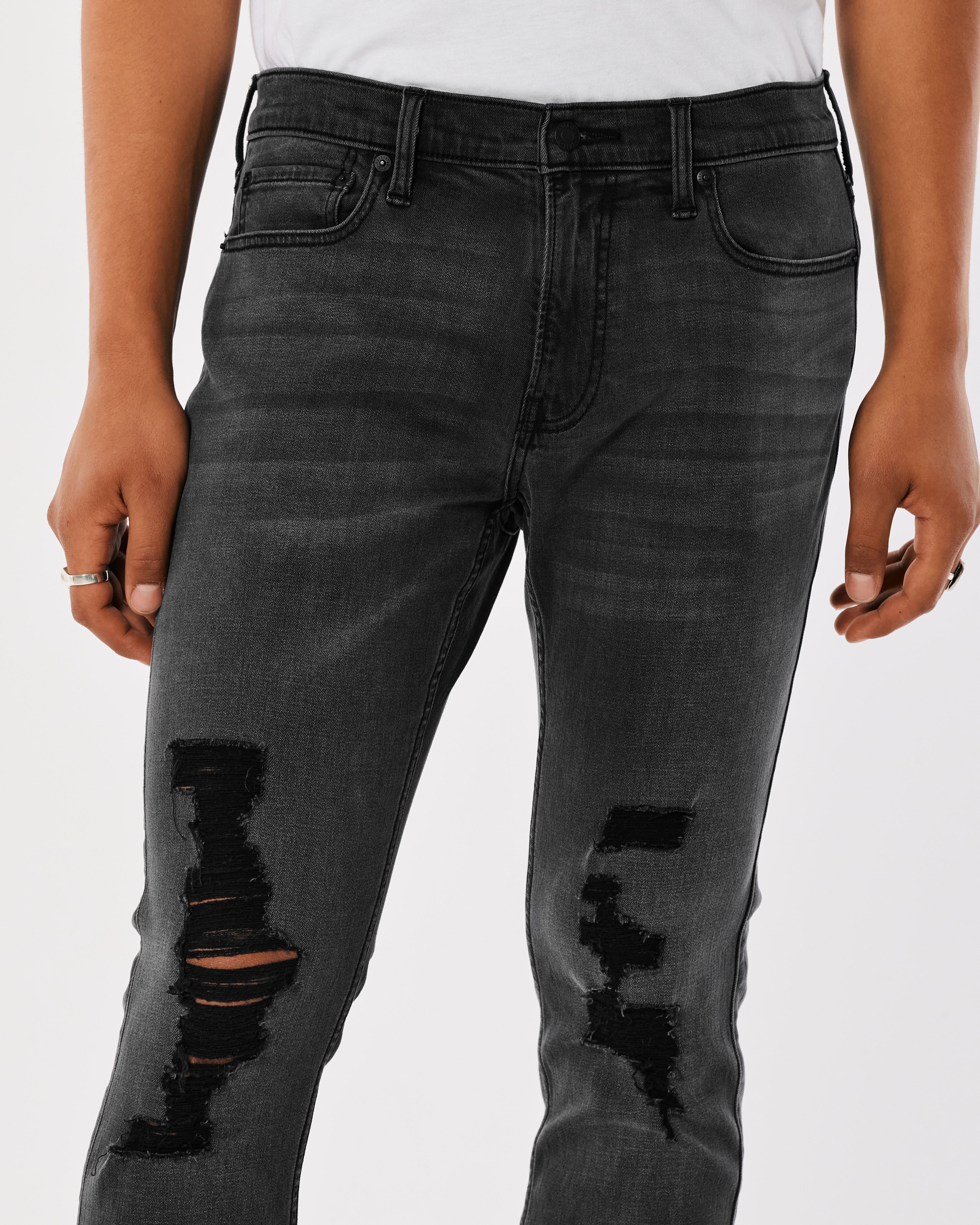 Men s Ripped Black Skinny Jeans Men s Sale HollisterCo