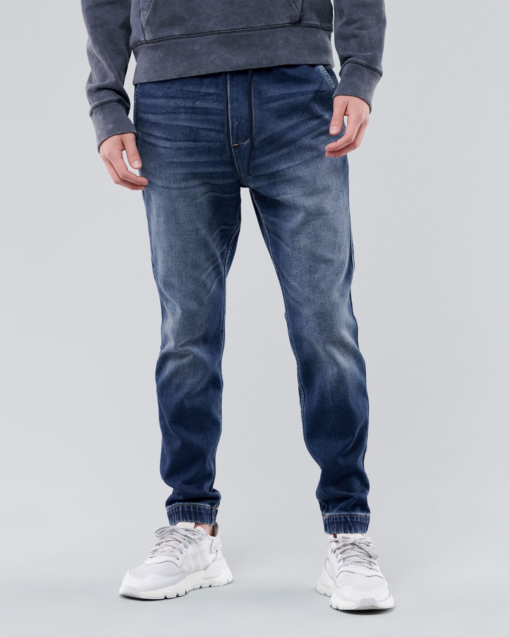 hollister jean joggers mens