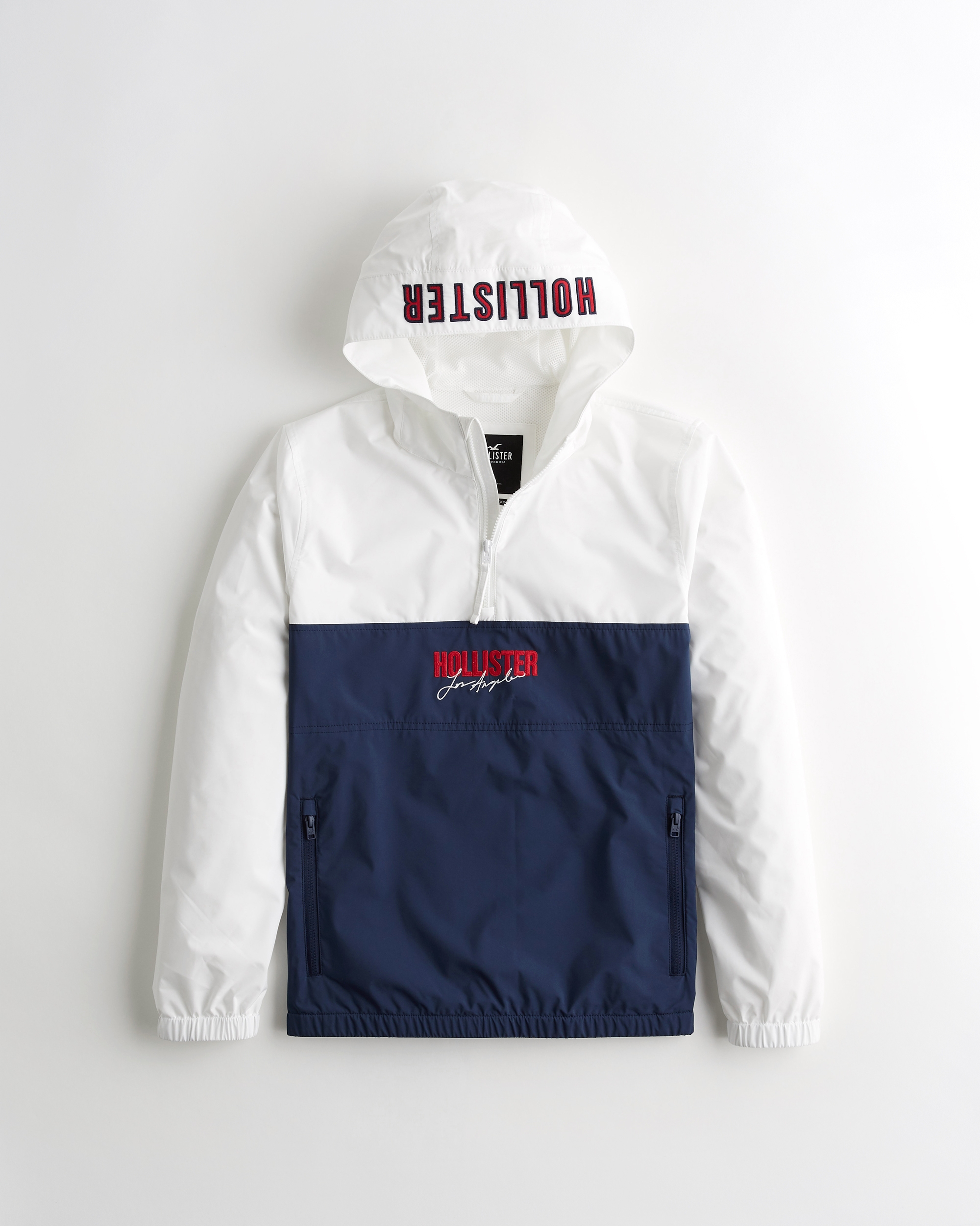 hollister black and white windbreaker
