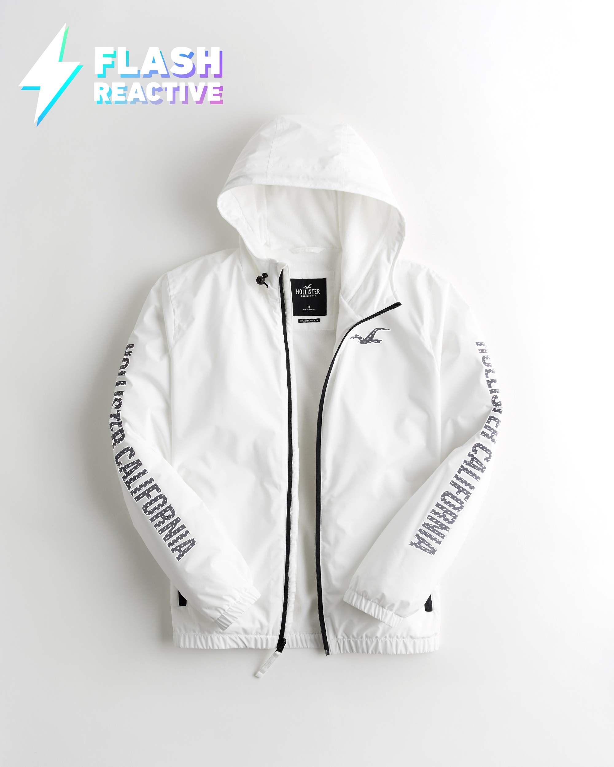 hollister black and white windbreaker
