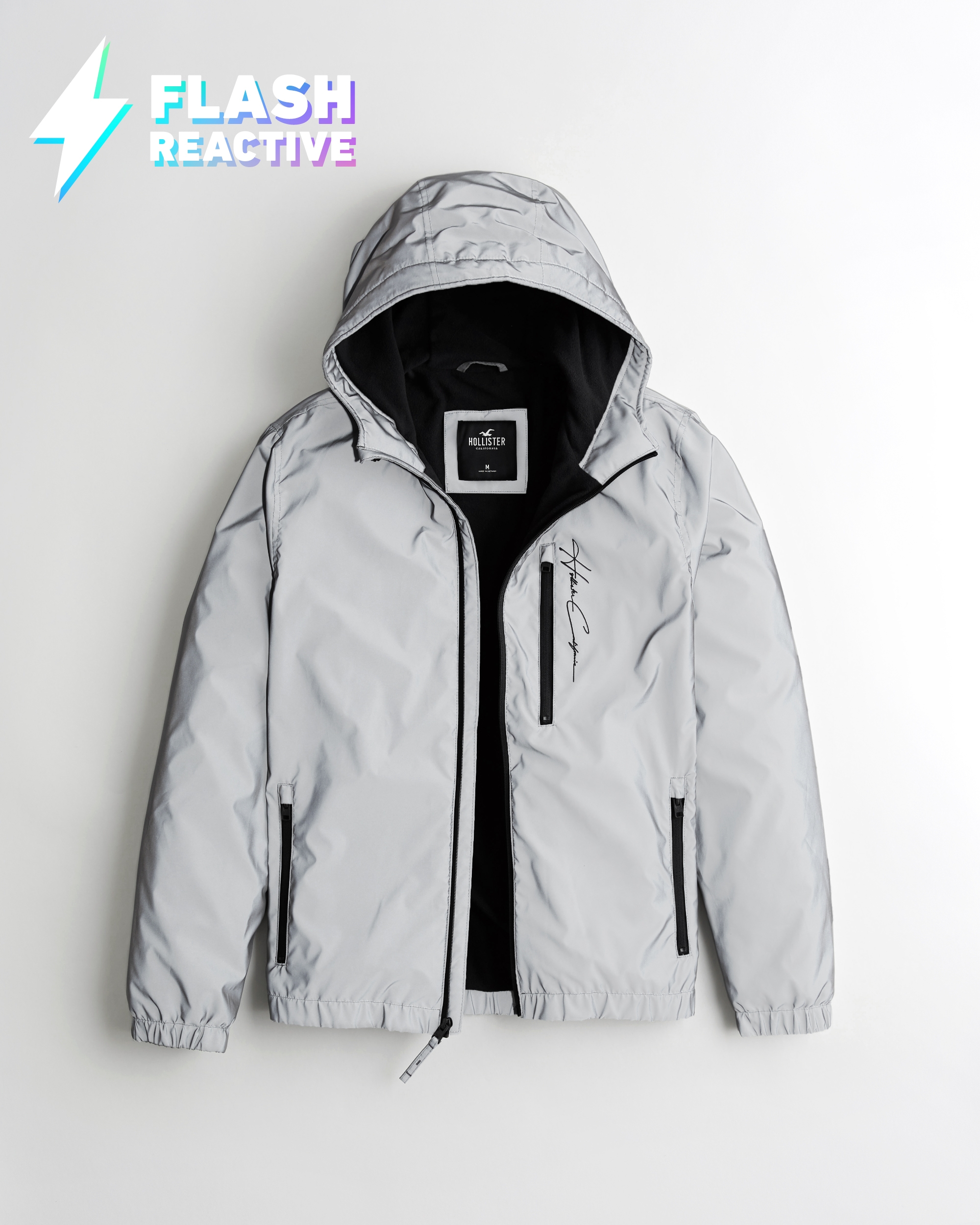 hollister windbreaker black and white