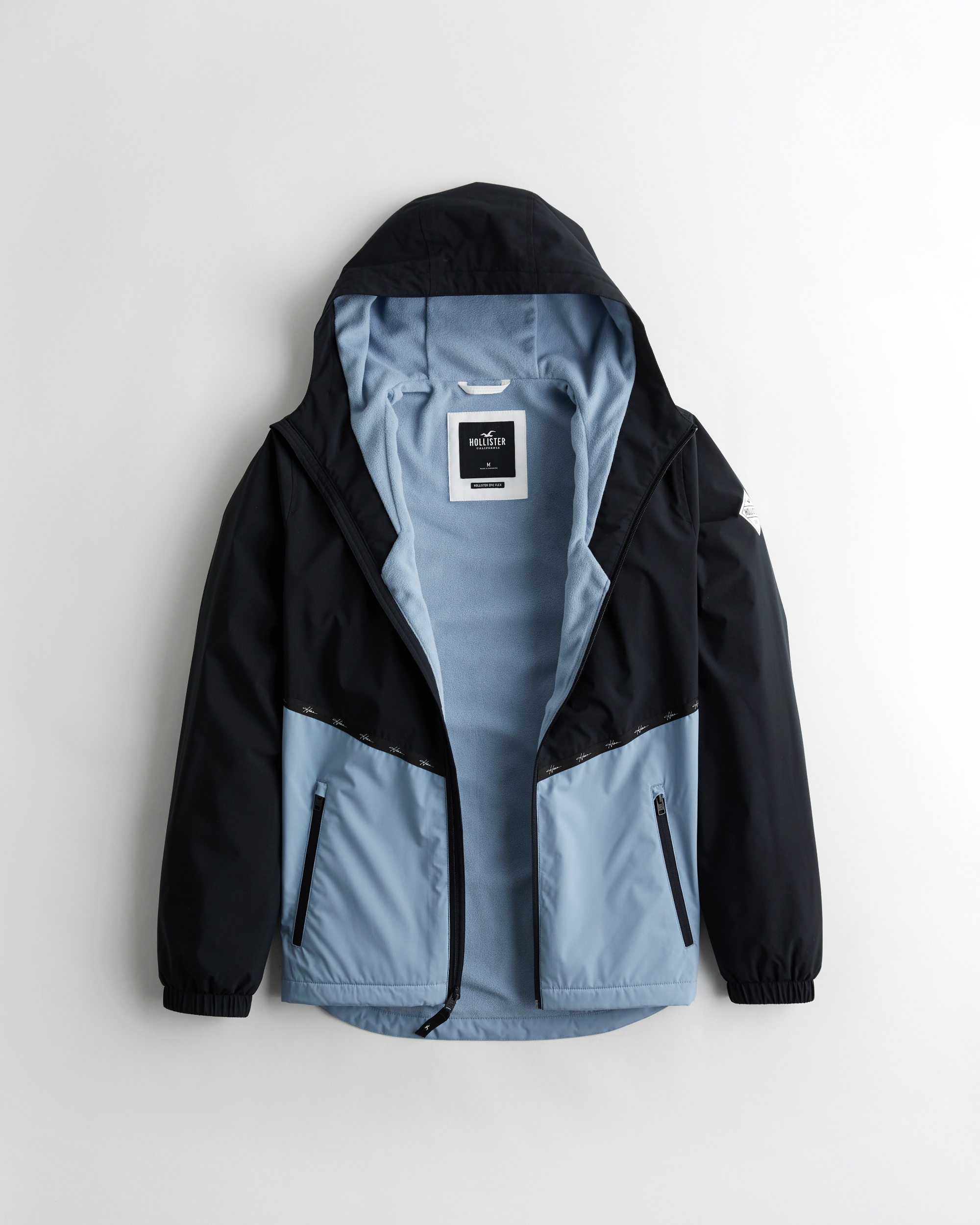 hollister black and white windbreaker