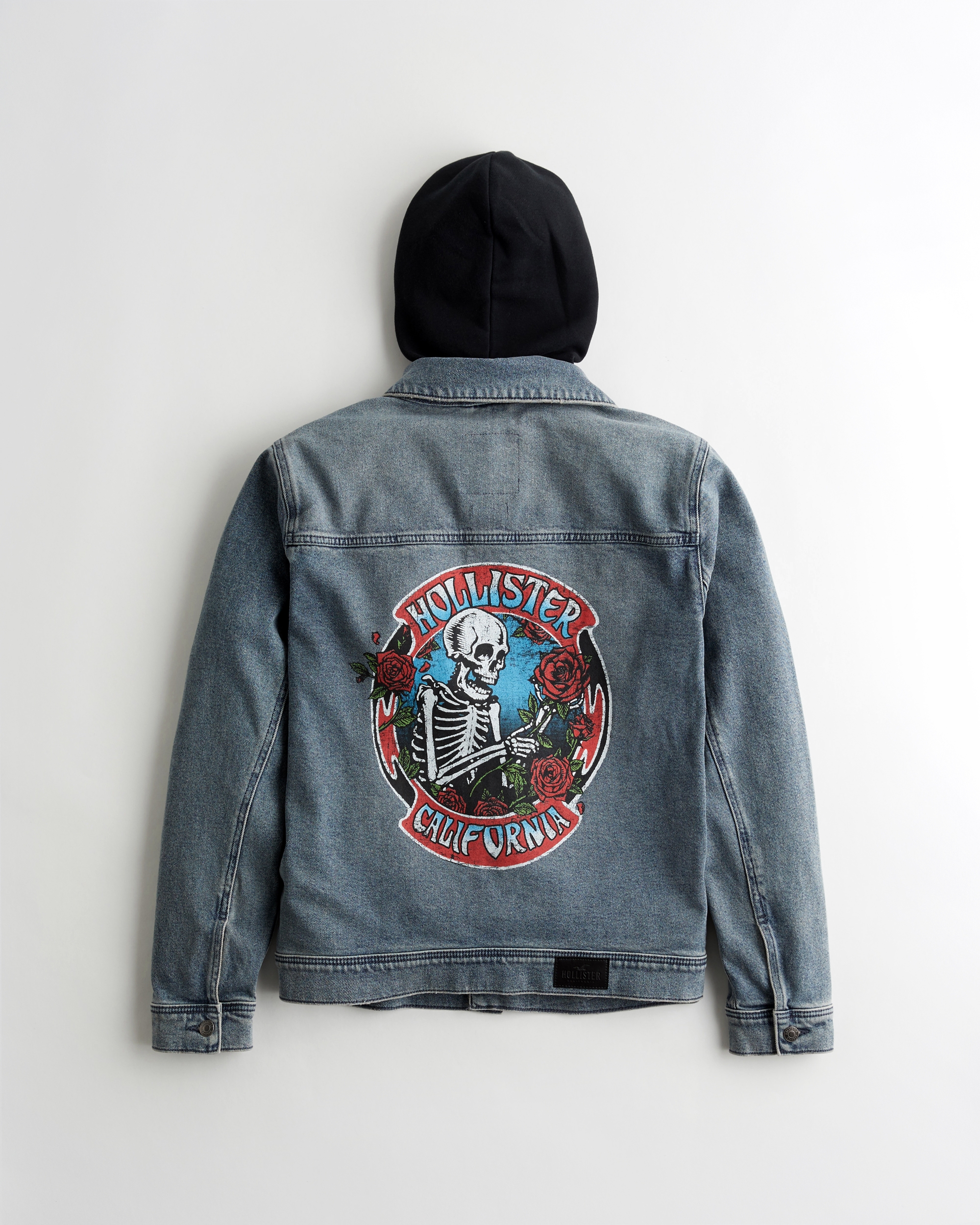 hollister stretch hooded denim jacket