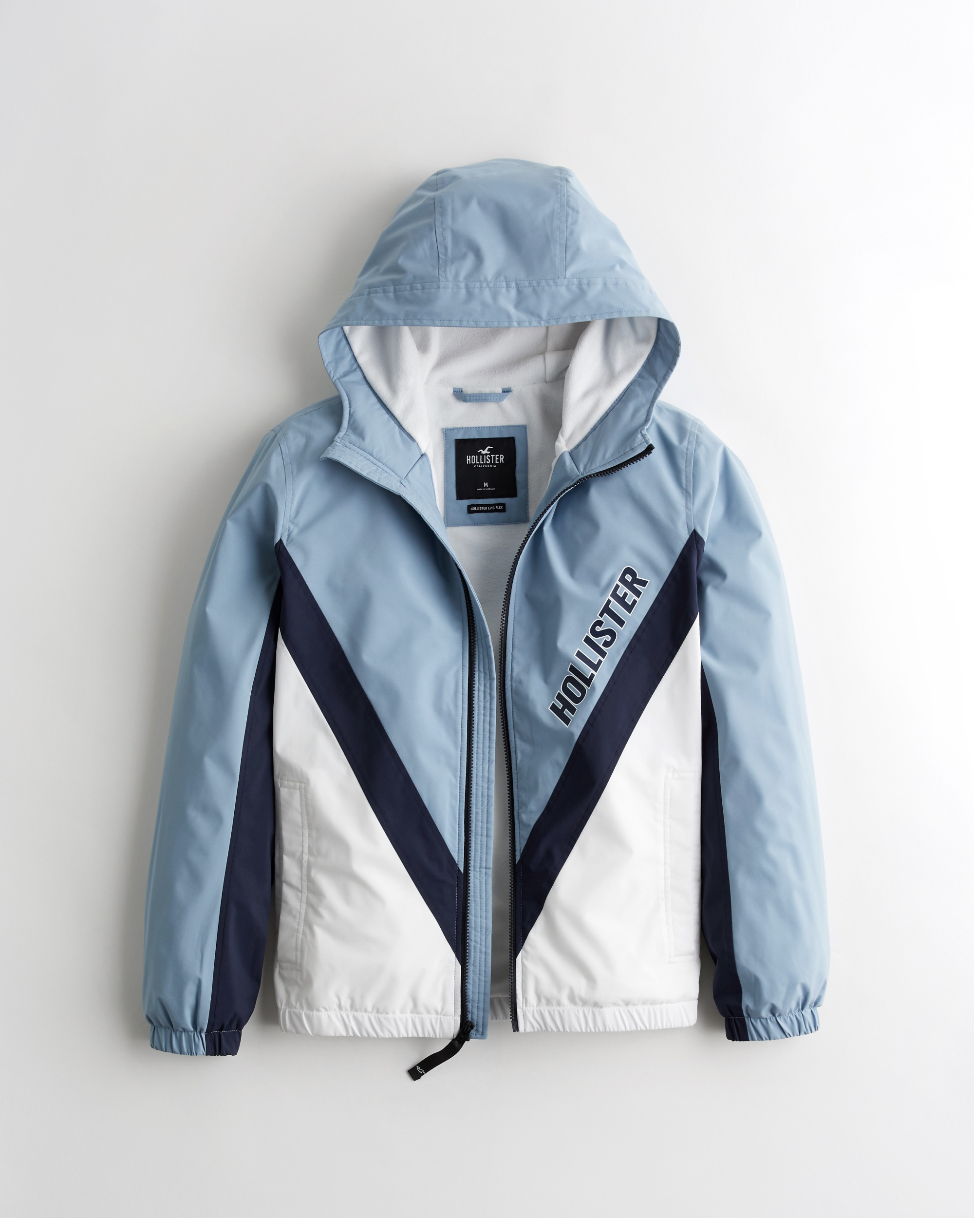 hollister black and white windbreaker