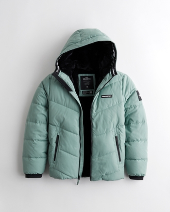 Men s Faux Fur Lined Puffer Jacket Men s Clearance HollisterCo