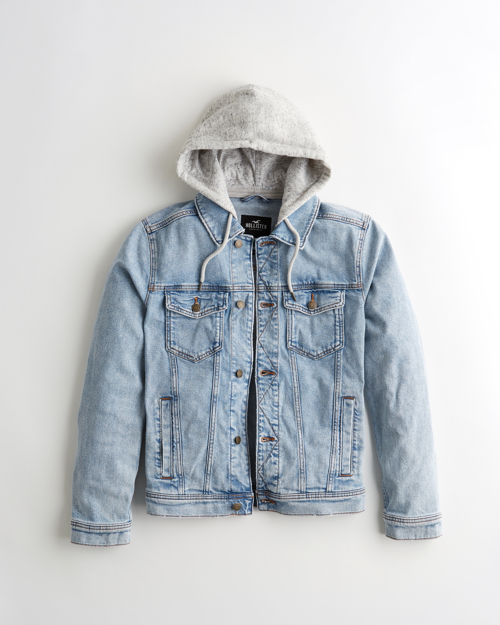 hollister stretch hooded denim jacket