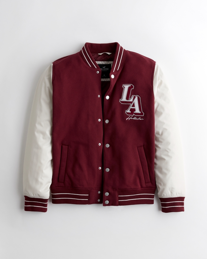 Men's La Badge Jersey Varsity Bomber Jacket