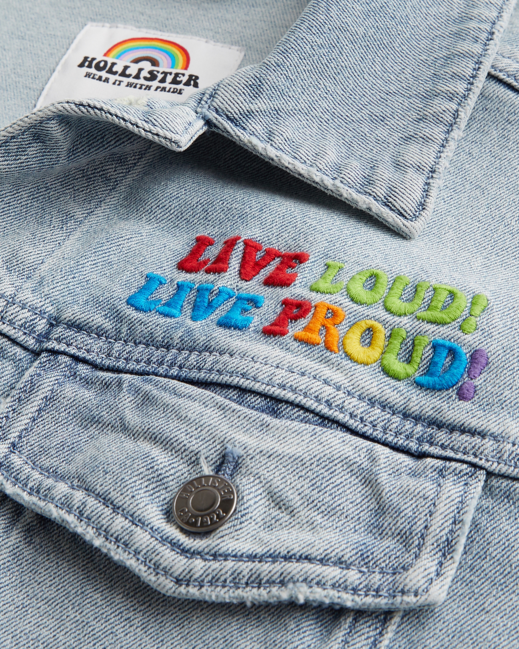 Pride Embroidered Graphic Denim Jacket