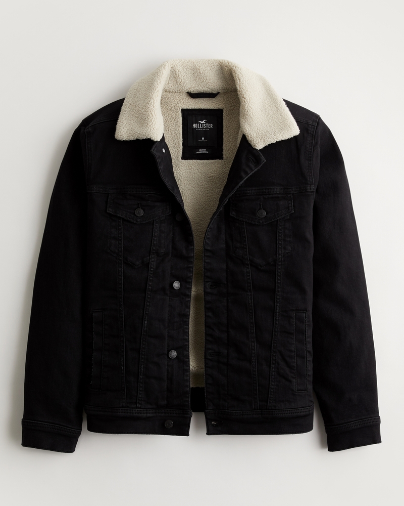 Sherpa lined denim store jacket hollister