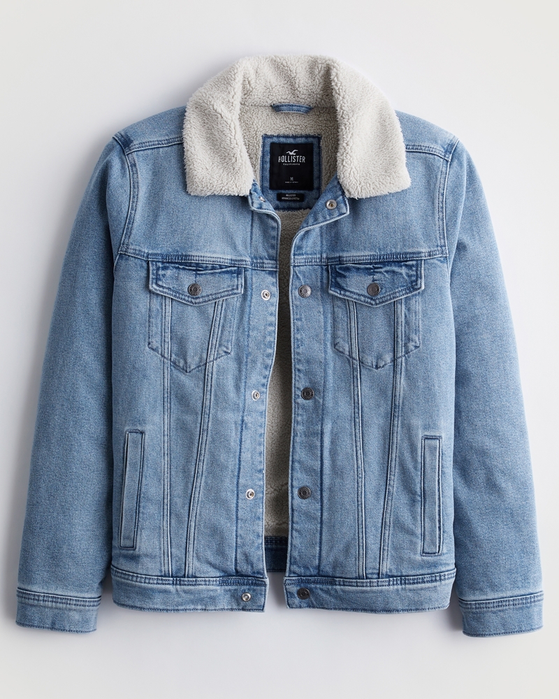 azúcar Falsificación toque Hombres Chaqueta de viaje de denim con forro de sherpa | Hombres Prendas  superiores | HollisterCo.com