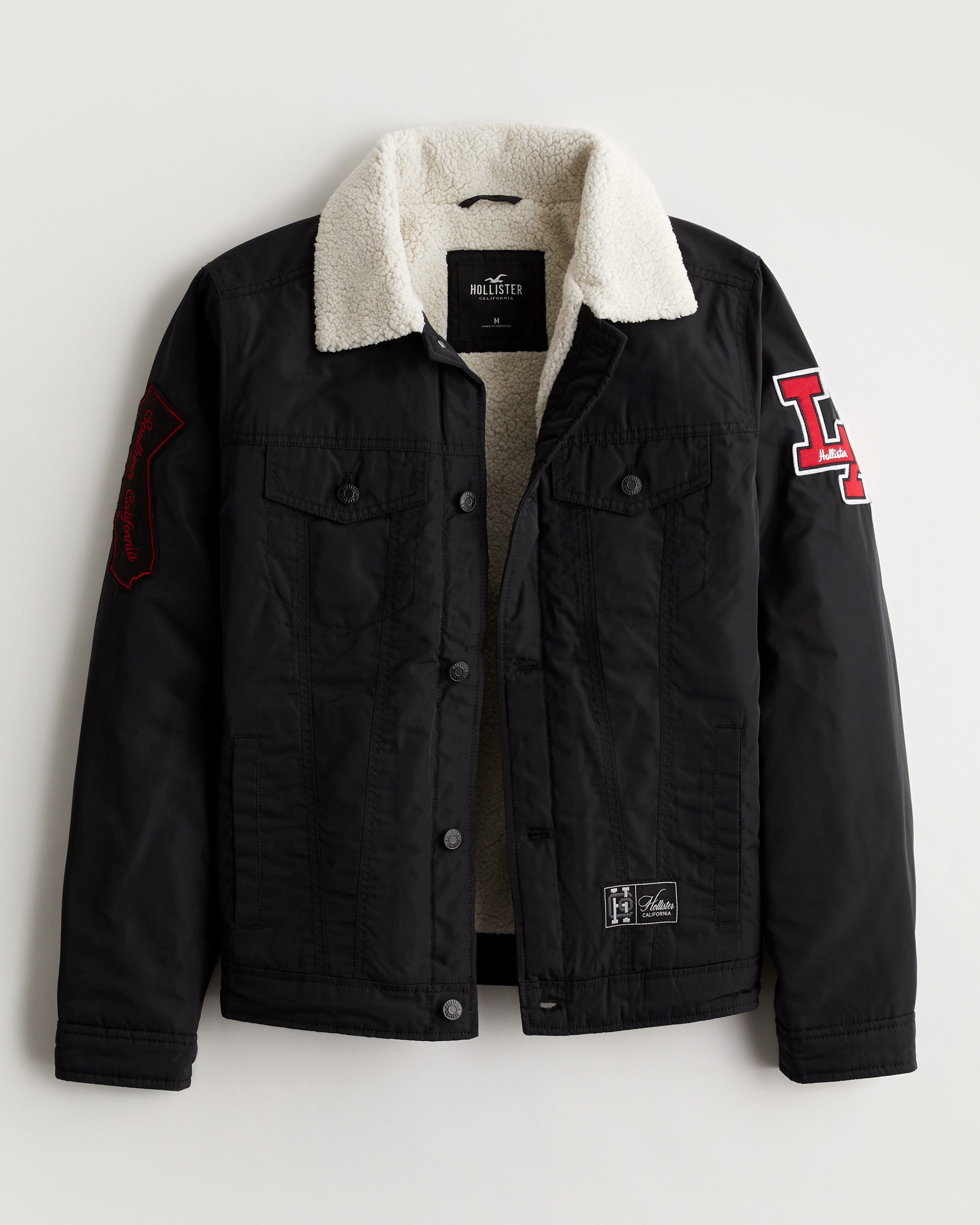 Men's Sherpa-Lined Nylon Trucker Jacket | Men's Tops | HollisterCo