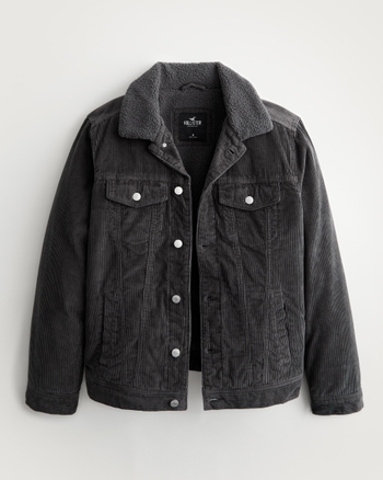 Men's Sherpa-Lined Corduroy Trucker Jacket | Men's Tops