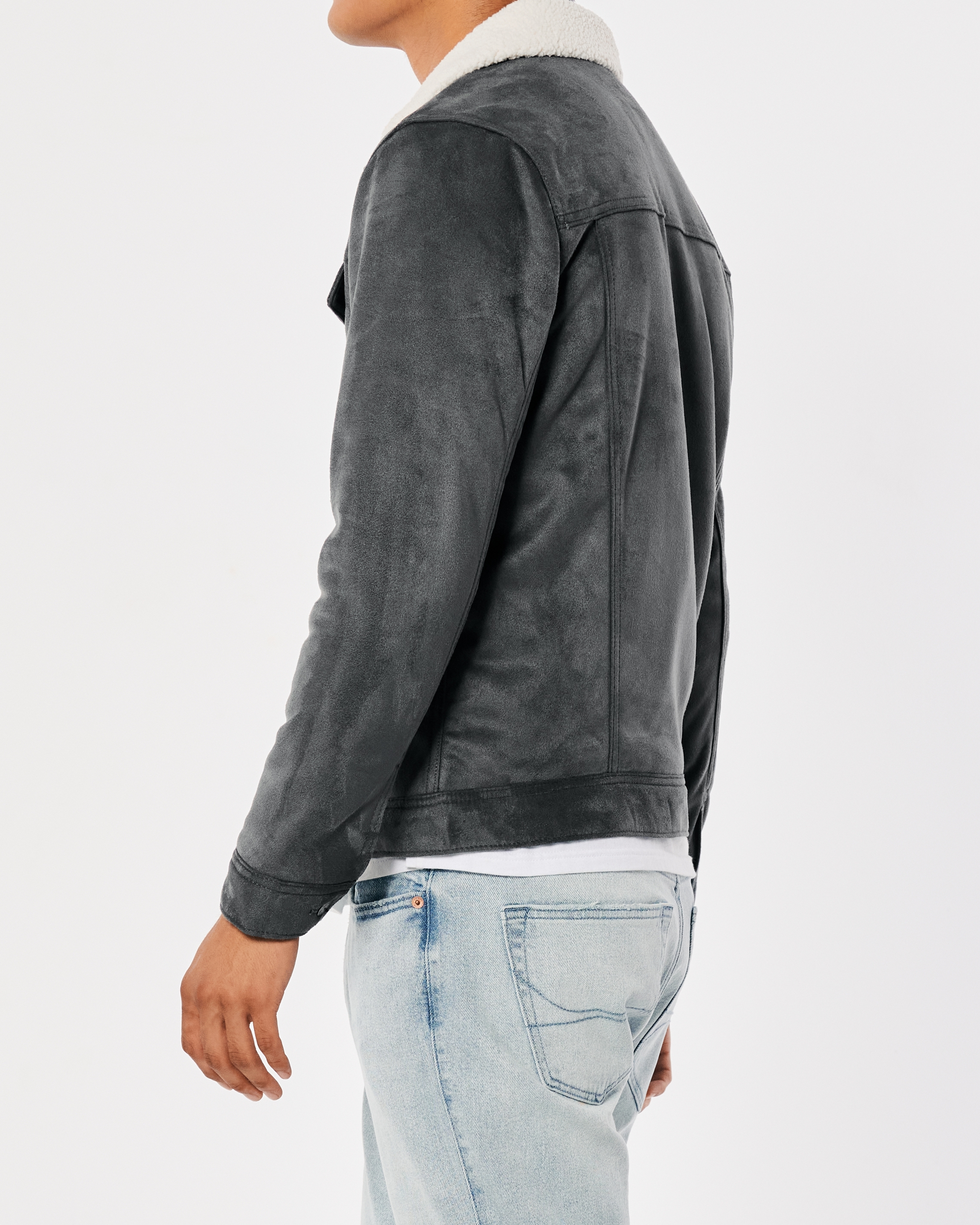 Suede sherpa 2024 trucker jacket