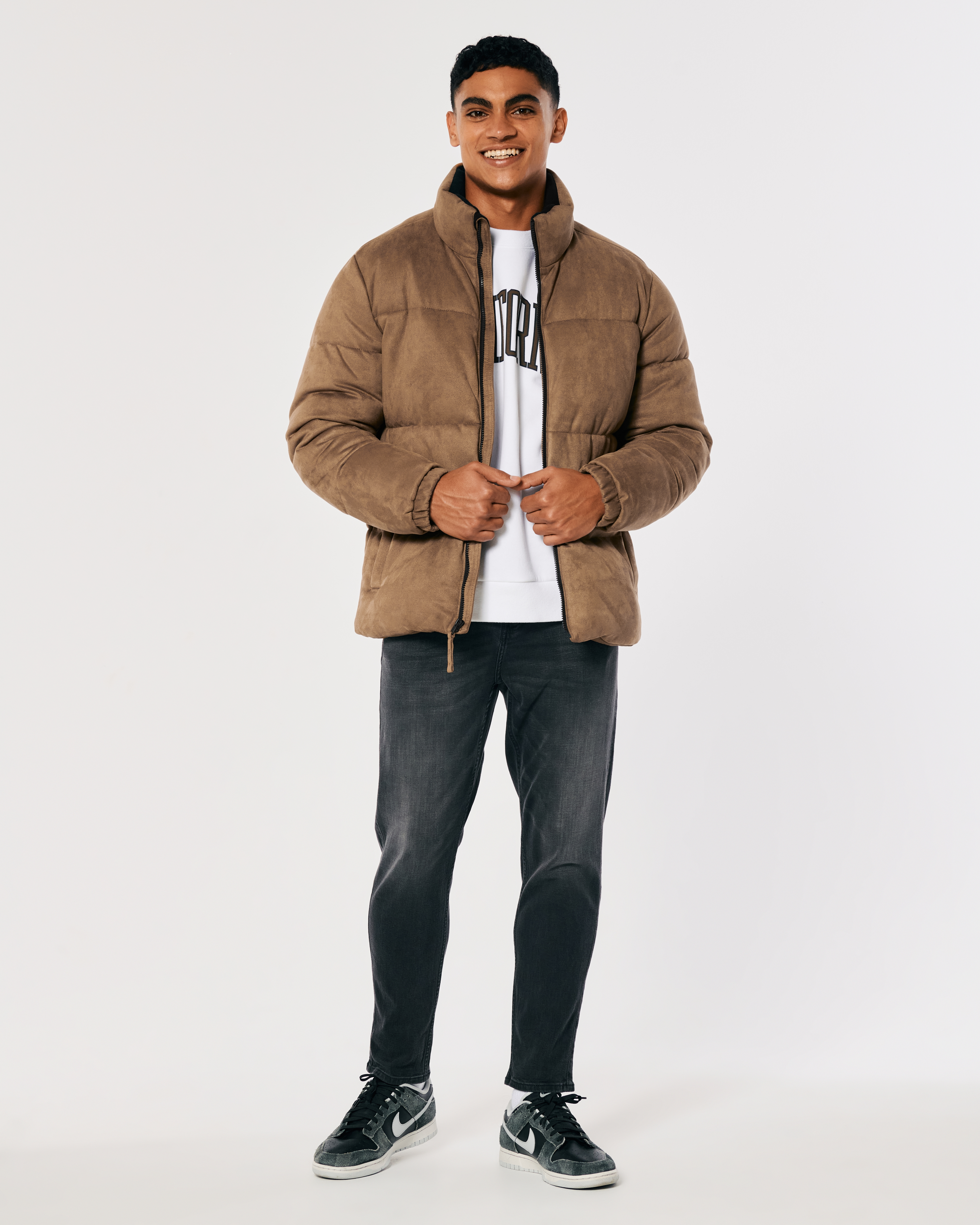 Faux Suede Puffer Jacket