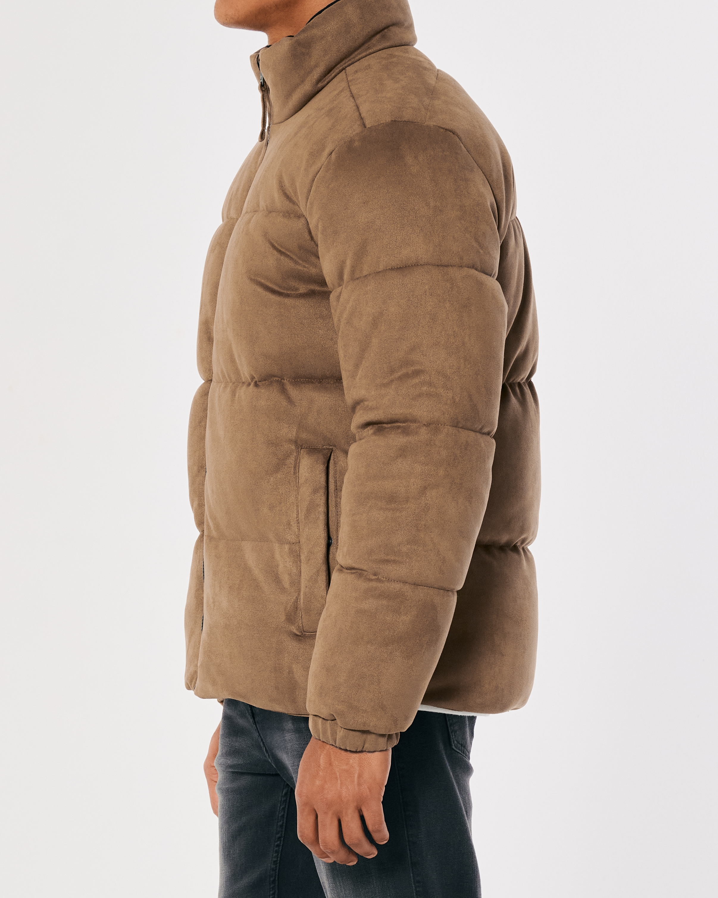 Faux Suede Puffer Jacket
