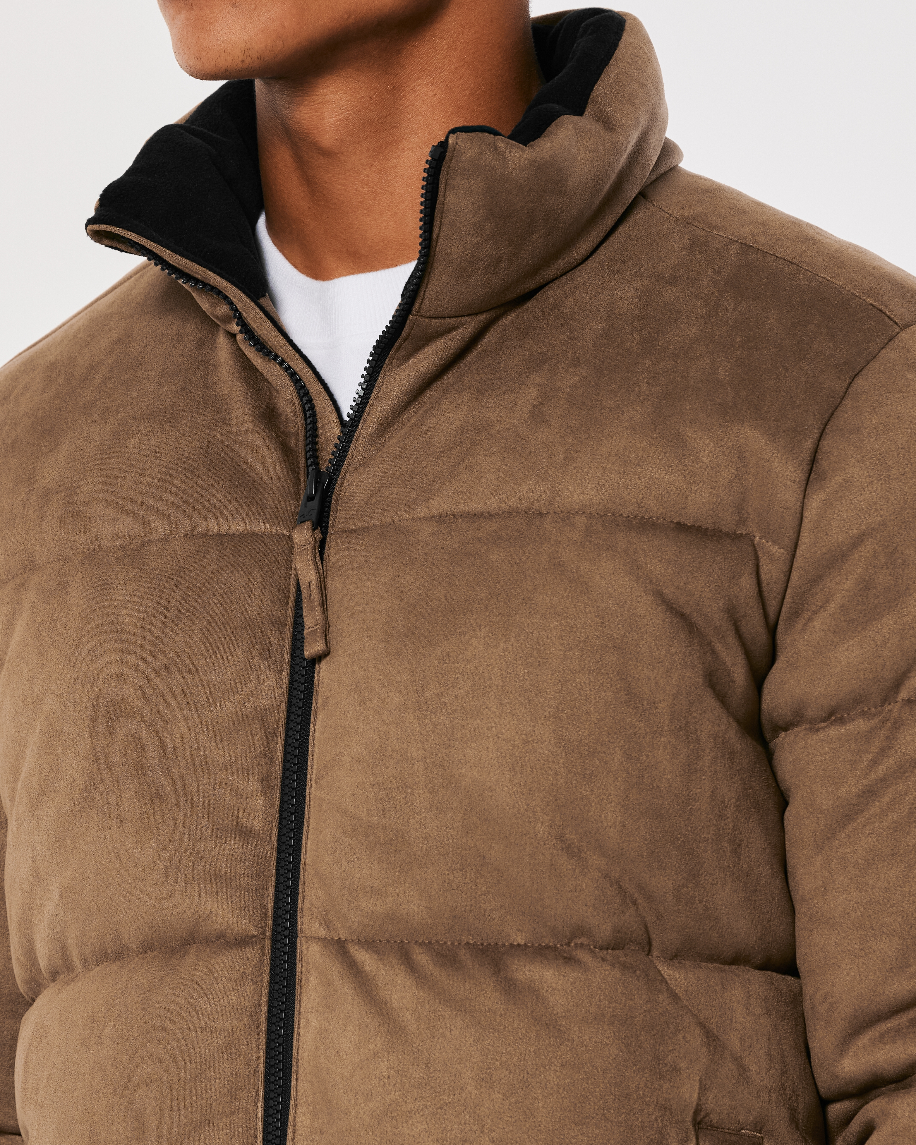Faux Suede Puffer Jacket