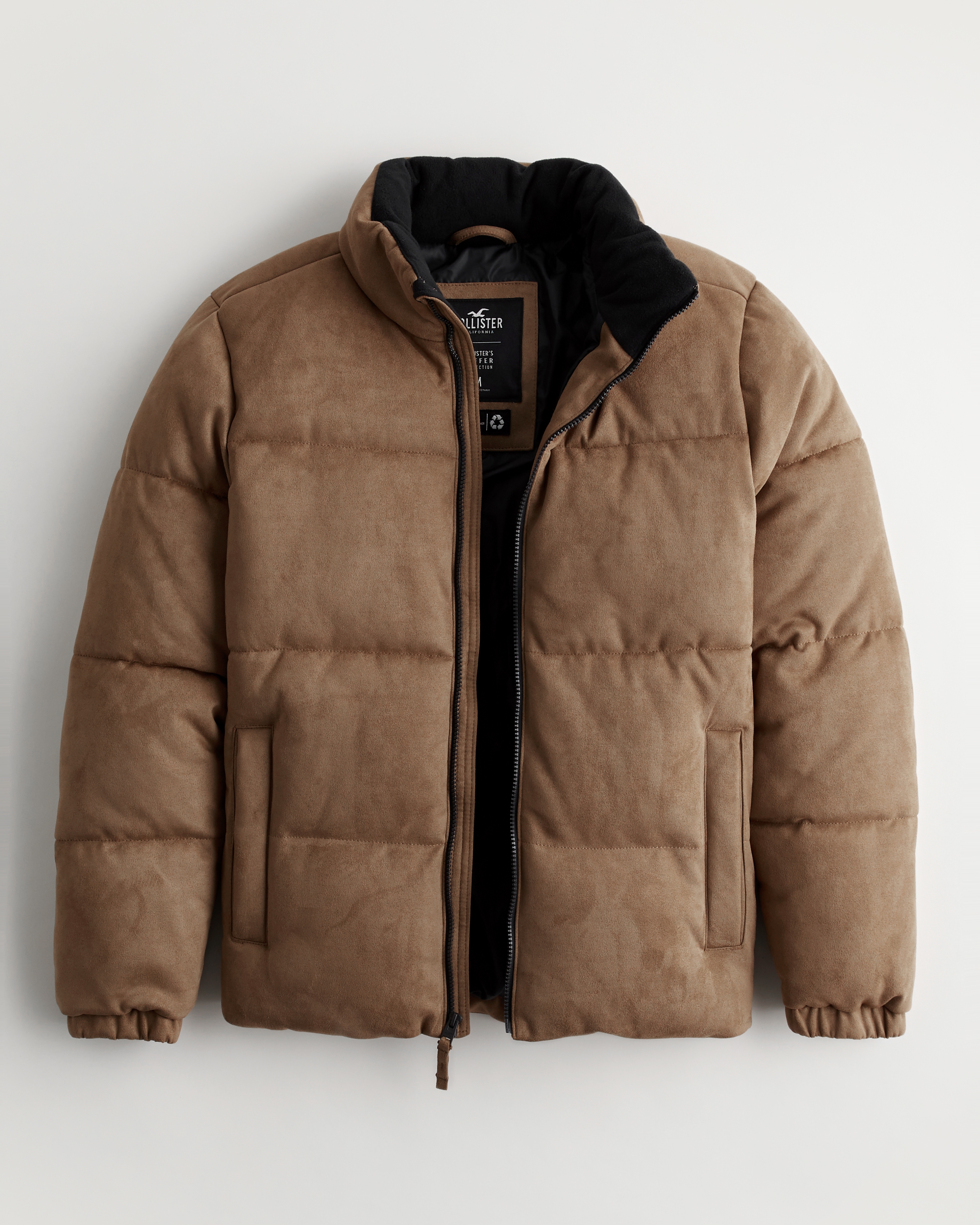 Faux Suede Puffer Jacket