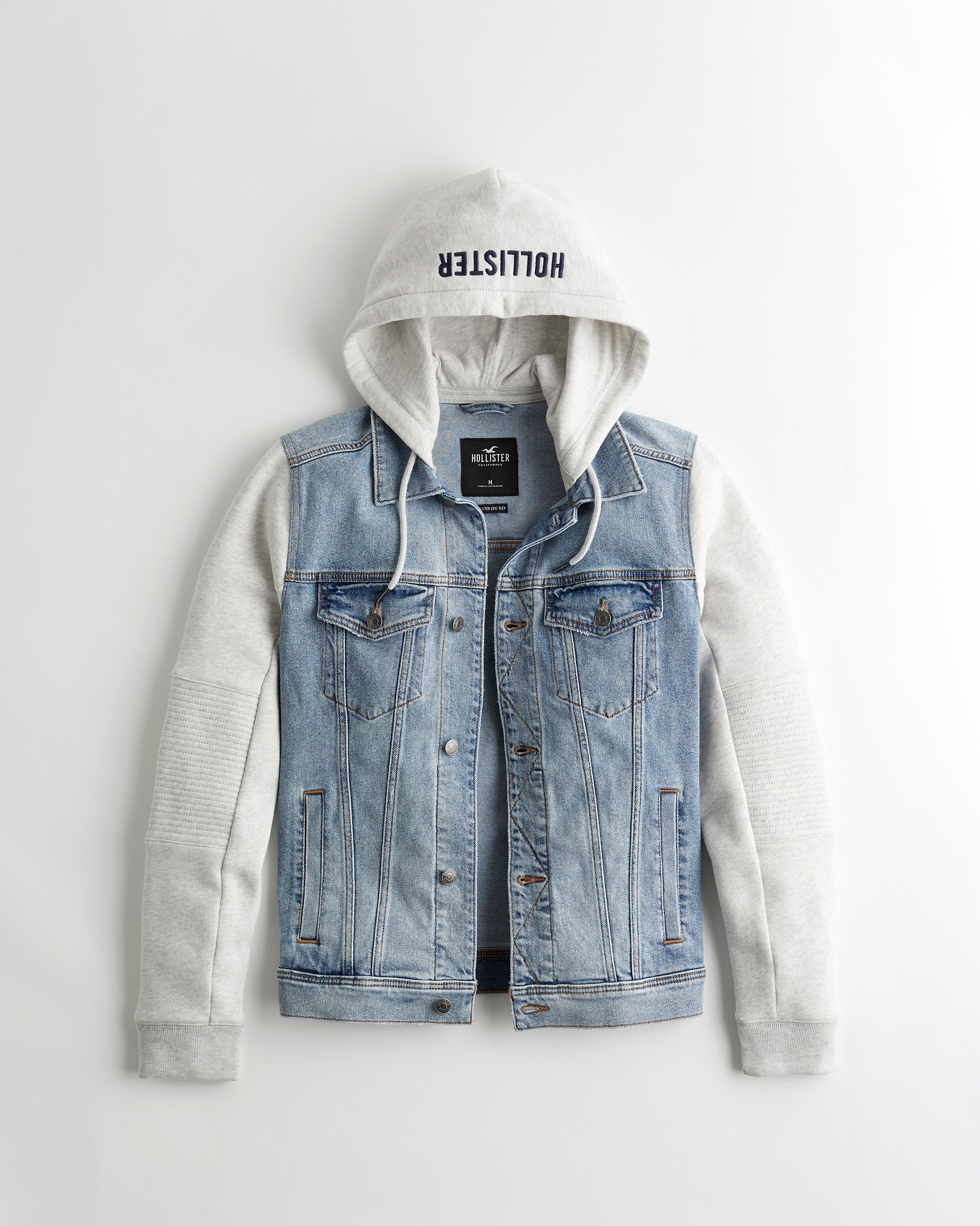 hooded denim jacket hollister