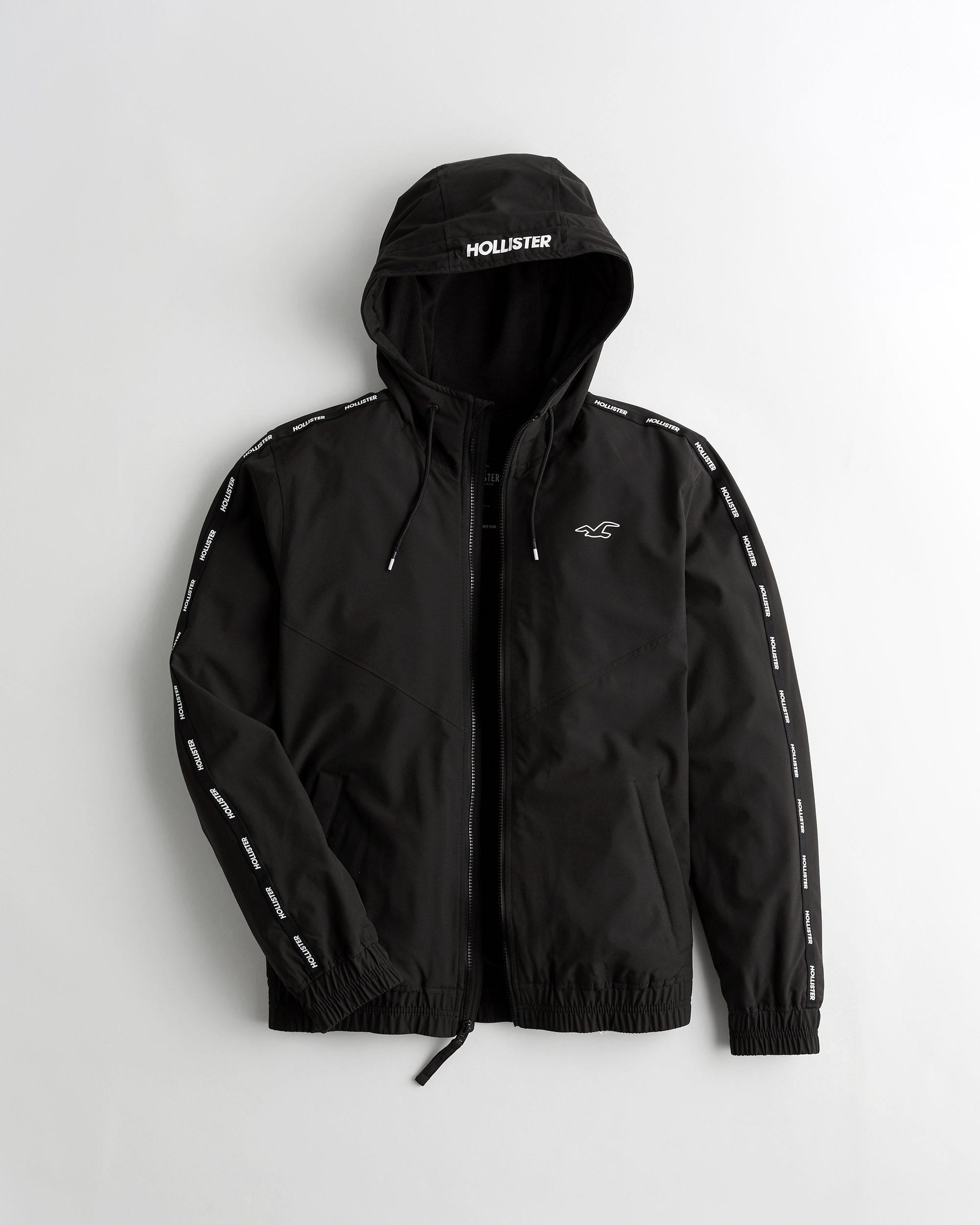 hollister black and white windbreaker