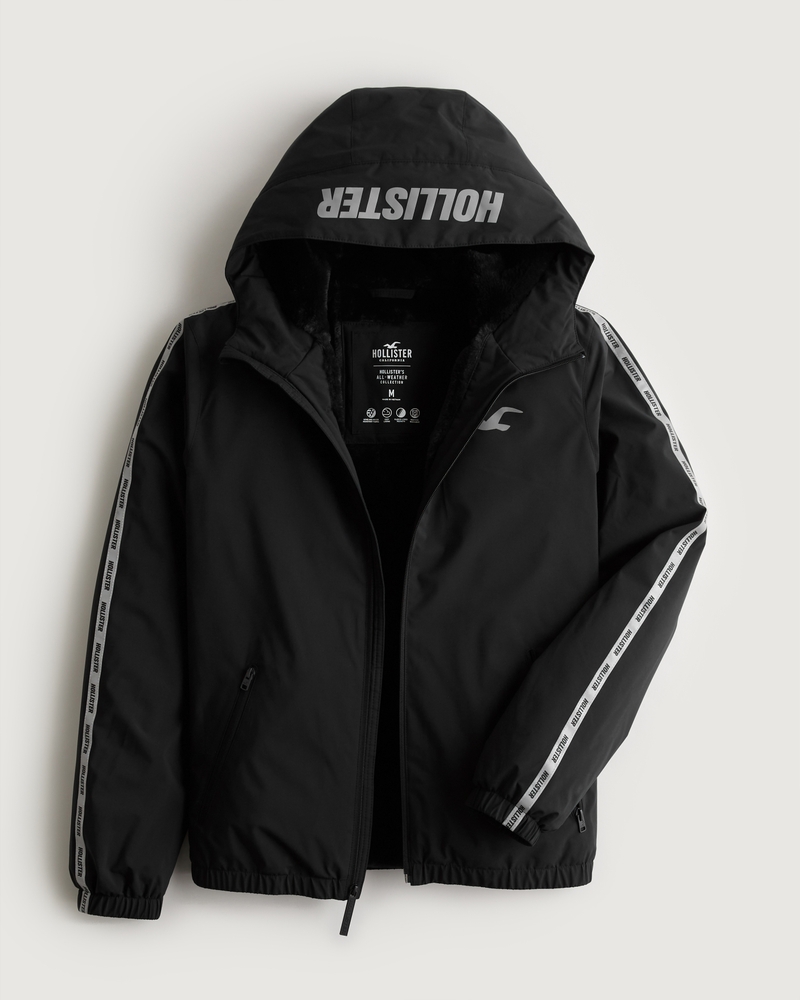 Men's Faux Fur-Lined Reflective Taped Sport Hoodie | Men's Clearance |  HollisterCo.com
