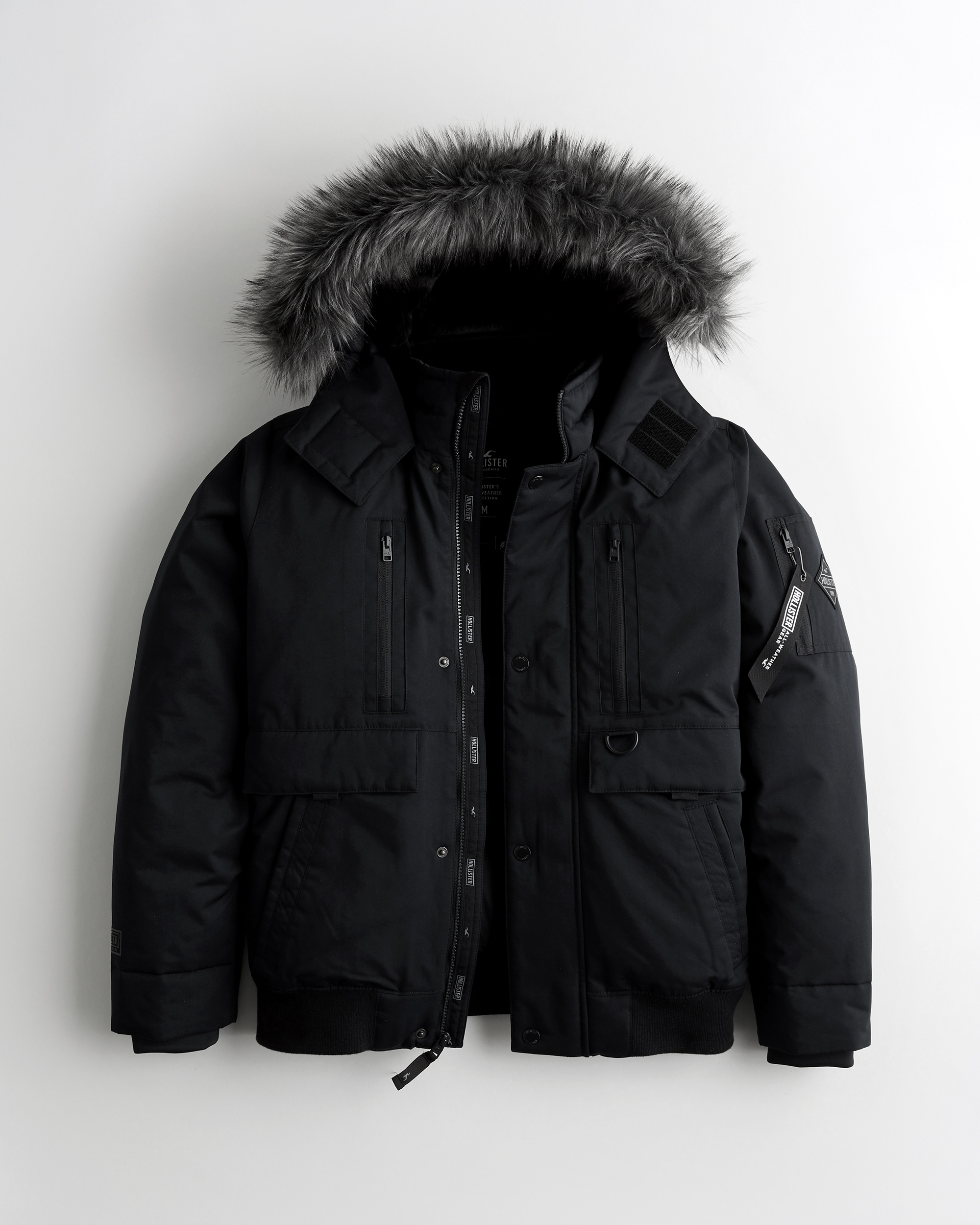 hollister down blend hooded bomber jacket