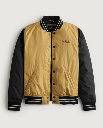 Men's Varsity Bomber Jacket in Yellow Size Xs from Hollister