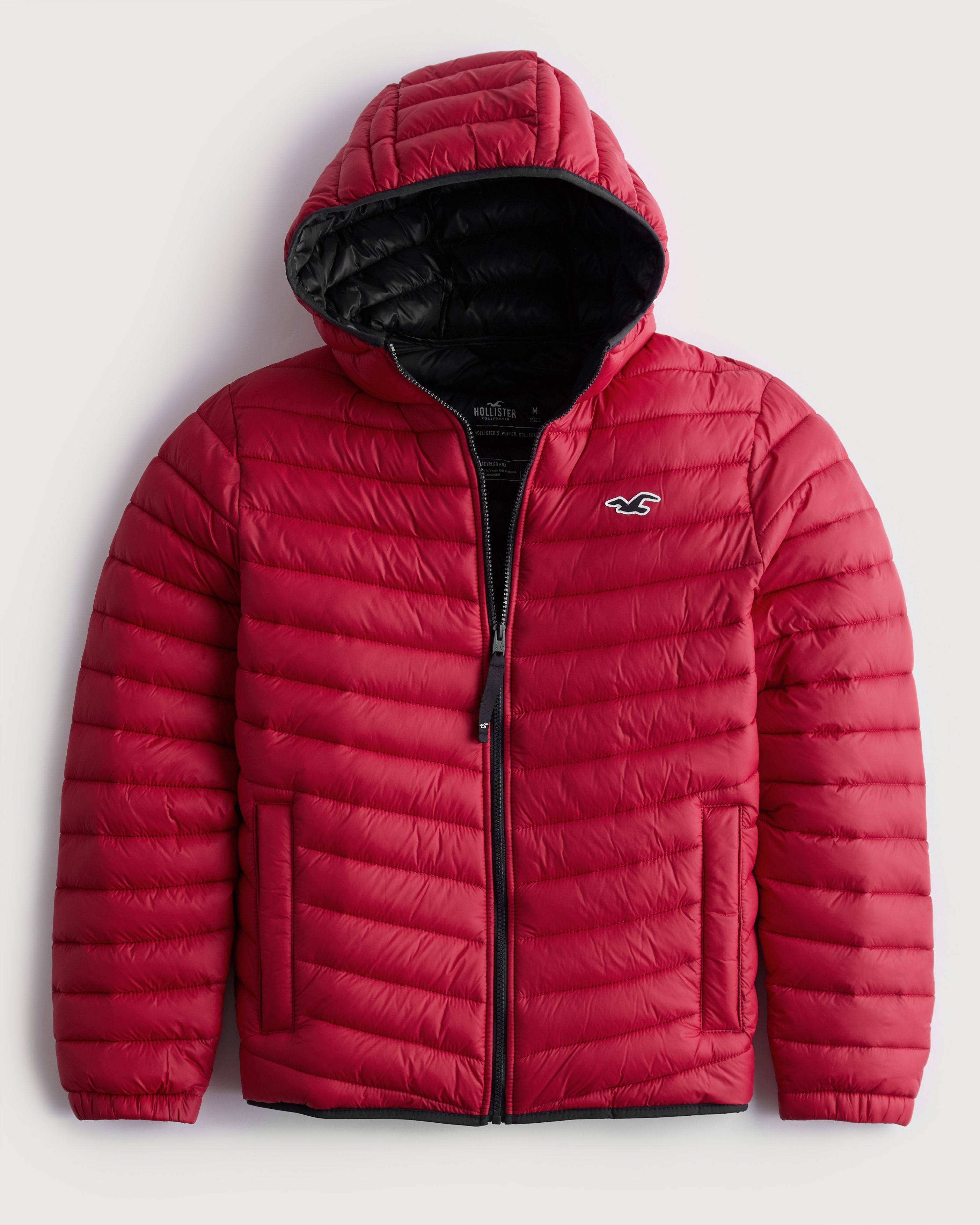 Hollister recycled fill hooded puffer outlet jacket