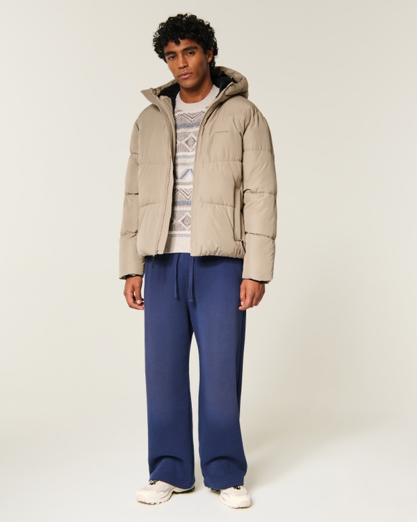 Hollister Feel Good Faux Fur-Lined Puffer Jacket, Tan view 2