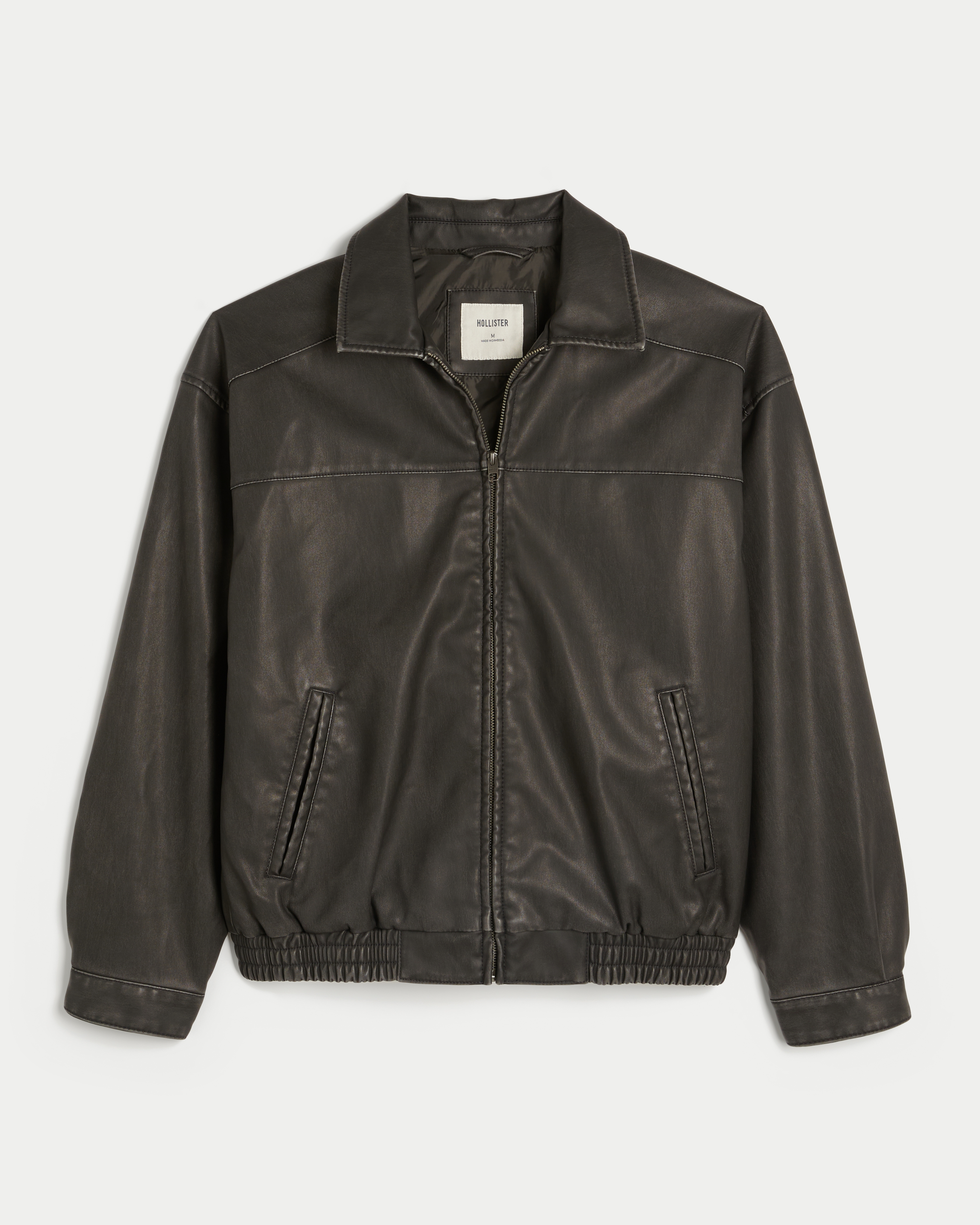 Faux Leather Harrington Jacket