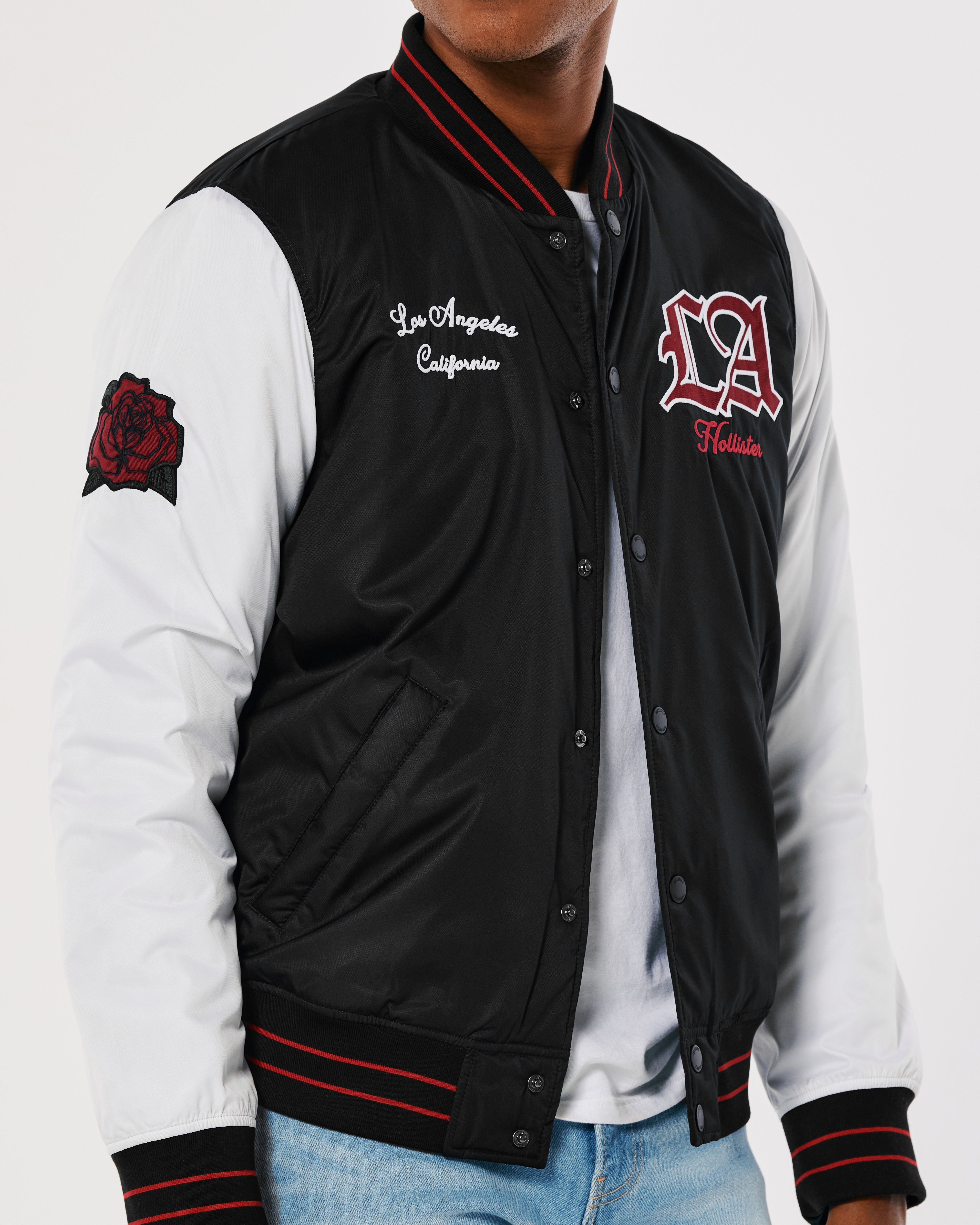 Sherpa-Lined Varsity Bomber Jacket