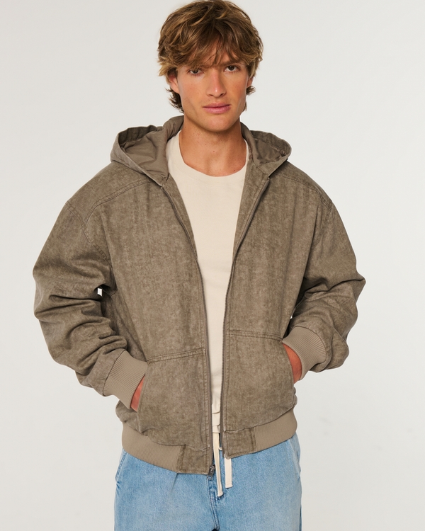 Hooded Workwear Jacket, Med Grey Flat view 1