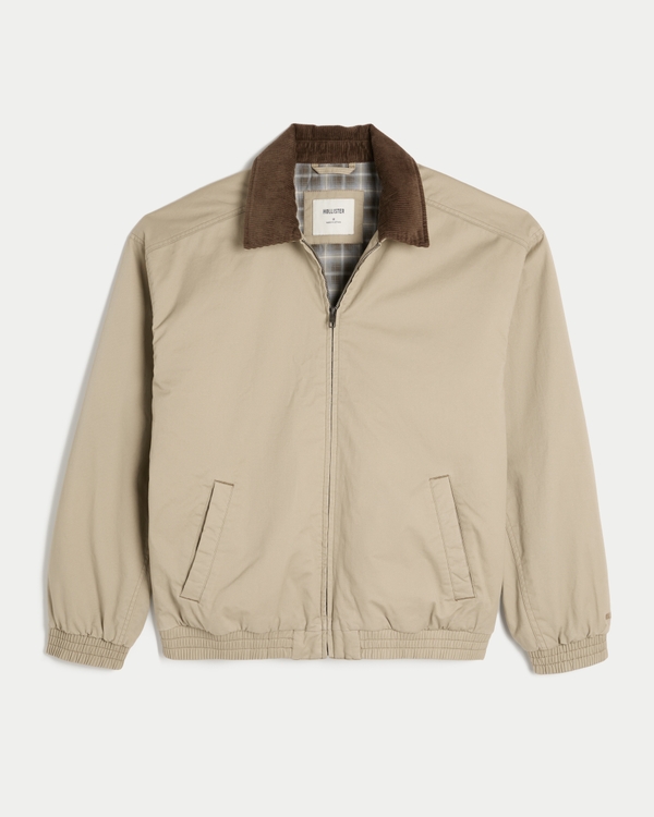 Corduroy Collar Bomber Jacket, Tan view 1