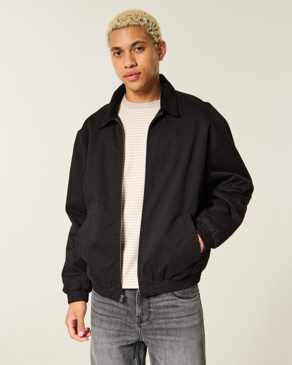 Corduroy Collar Bomber Jacket, Black view 1