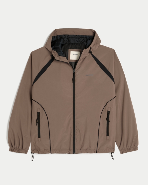 Hooded Windbreaker Jacket, Greige view 1