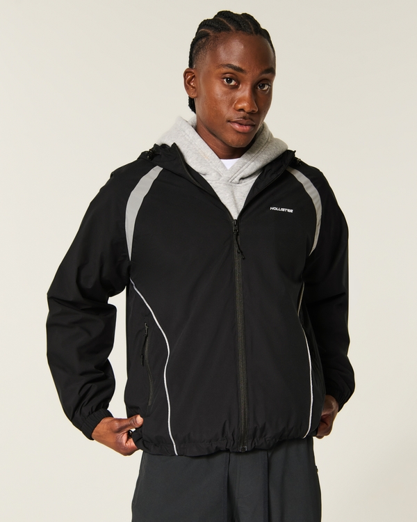 Hooded Windbreaker Jacket, Black view 1
