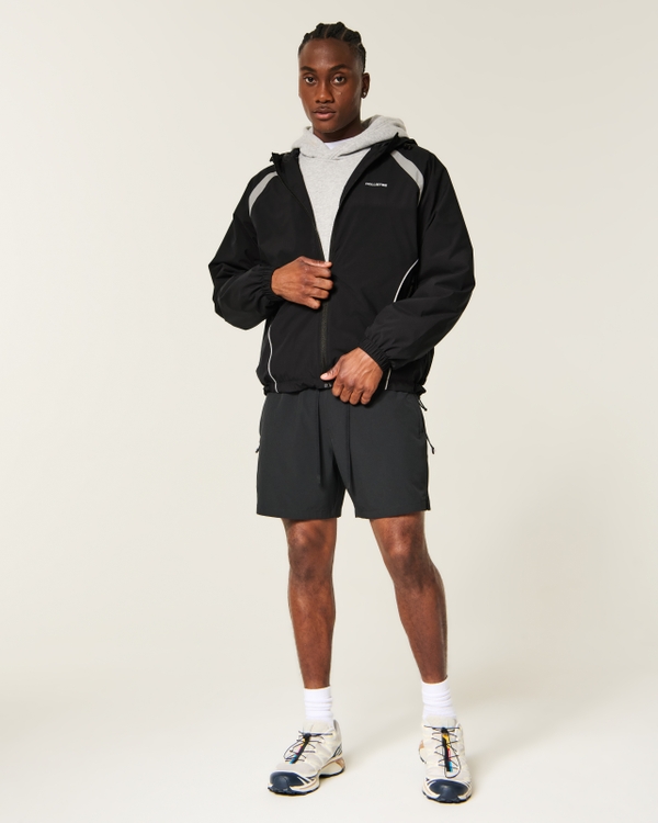 Hooded Windbreaker Jacket, Black view 2